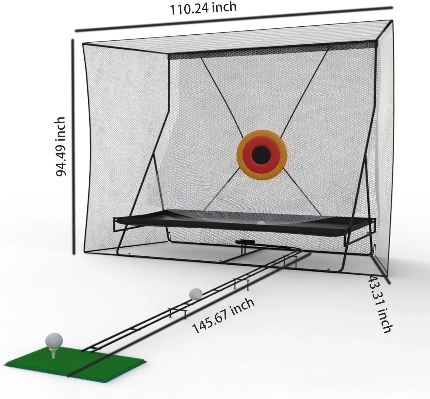 12x9Ft Golf Practice Cage Net Set with Metal Frame & Carry Bag Foldable Easy Setup Practice Nets for Indoor/Outdoor Training Secondary image