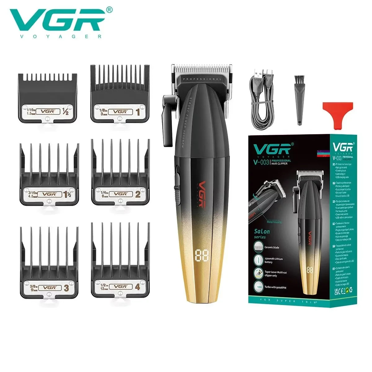VGR Hair Clipper Professional Hair Cut Machine Face Shaver Barber Clippers Beard Trimmer Metal Trimmer for Men V-003 V-906 V-308
