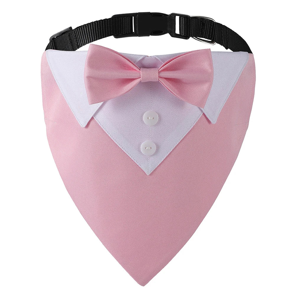 Sucado Bow Tie Dog Collar Tuxedo Bandana Adjustable Formal Puppy Triangle Neck Wear for Wedding Birthday Dress-up Cosplay Party