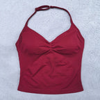 Adjustable Sports Strappy Top Women Backless Gym Top Built in Bra Yoga Clothing Sleeveless Shirts Workout Outfits Tank Top