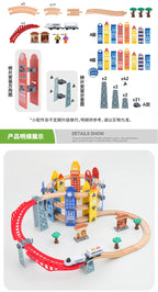 new Wooden Railway Track Set Electric Train Magnetic Car Diecast Slot Fit All Brand Biro Wood Track Assemble Toy Boy Gift