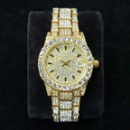 Elegant Diamond Watches Female Fashion Silver Round Stainless Steel Quartz Watch Iced Out Shiny Waterproof Clock Gift for Women