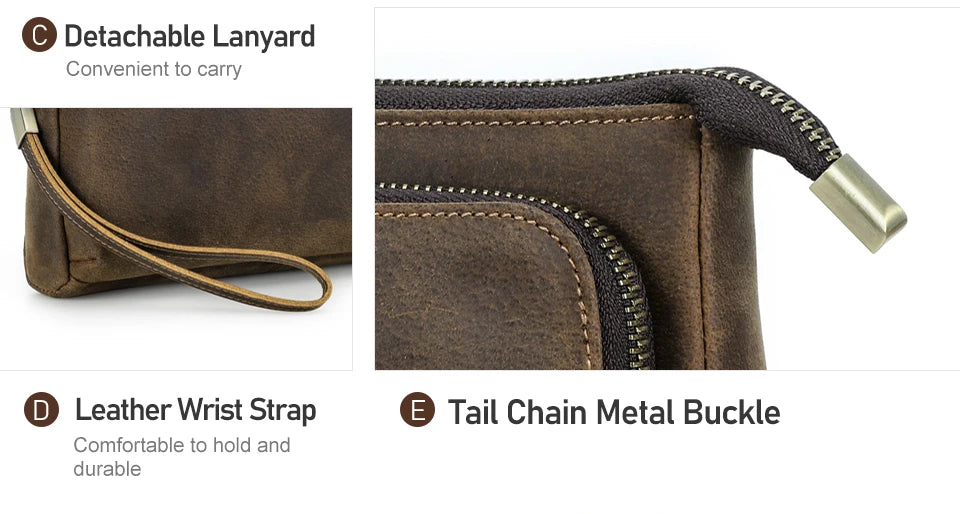 CONTACT'S Genuine Leather Men Clutch Bag Design Handbag Long Wallet Male Purse Travel Charge Storage Bag Cable Organizer
