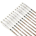 6/12/24pcs 32Inch Archery 100%Pure Carbon Arrows ID 6.2mm Wooden Shaft with 5'' Natural Feathers for Hunting Shooting
