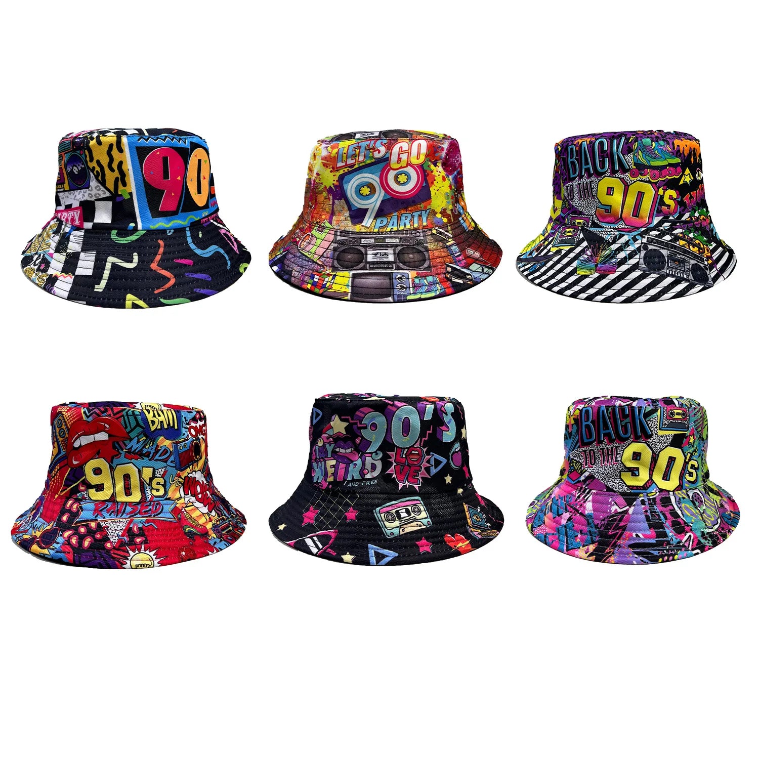 Classic Popular Funny Novelty 80S 90S Double-sided wear fisherman hat Outdoor Leisure Sunscreen Sun Hat Men Women bucket hats