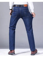 Men Fashion Straight Jeans Men 2025 New Stretch Slim Fit Pants Comfortable Soft Business Denim Trousers Male Brand Clothing