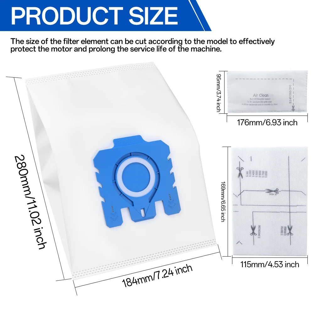 3D Airclean Bags Replacement for Miele GN Vacuum Cleaner Bags Classic C1 Complete C1 C2 C3 S227 S240 S270 S400 S2 S5 S8 Series