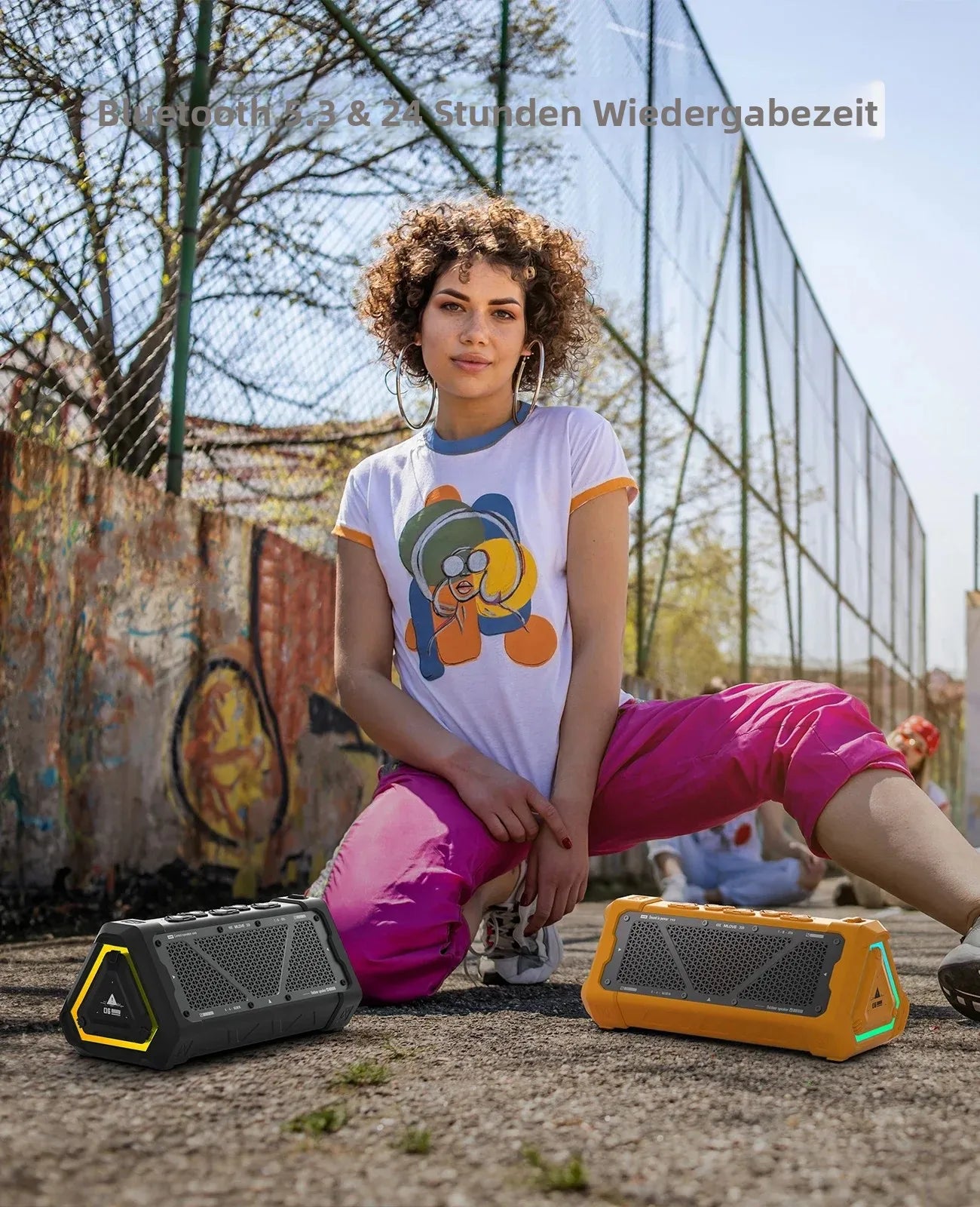 MLOVE P3 Outdoor Bluetooth Speaker, 40W Output Power Bluetooth 5.3 Speaker ,Stereo Sound IPX7 Waterproof,Micro SD Card,RGB Light Secondary image