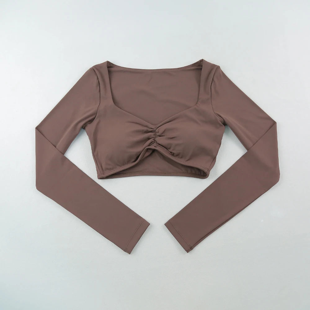 Quick Drying Breathable Short Yoga Sexy Clothes For Women Nude Feeling Fitness Tops Slim Fit Exercise Running Clothes