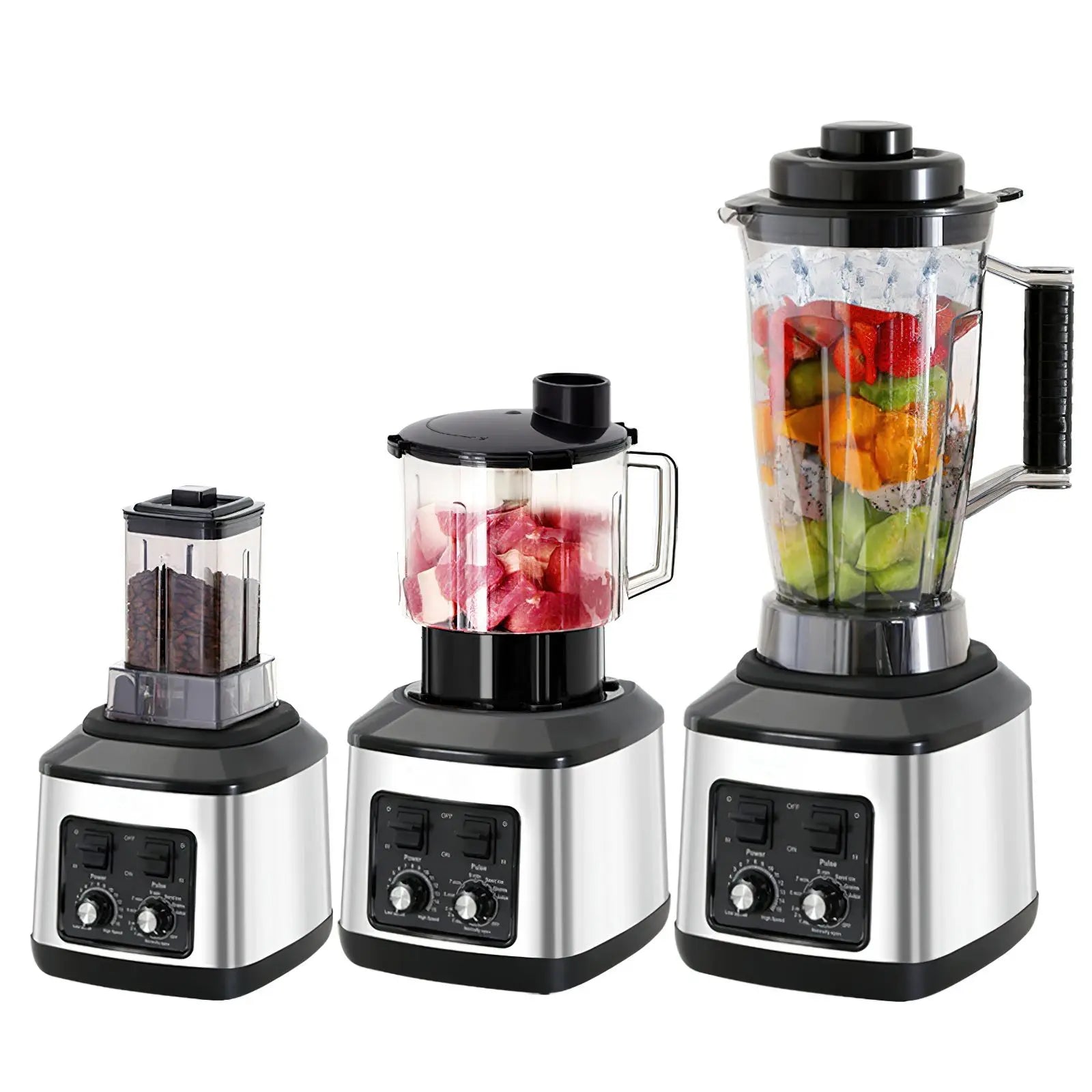 3-in-1 Powerful Table Blender Mixer Juicer Smoothie Maker 0.5/1.5/2.5L 3Container Food Processor Blender Mixer for Ice Nut Fruit