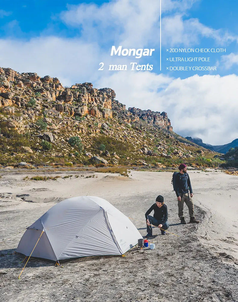 Naturehike Mongar UL 2 Tent 2 Person Backpacking Tent 20D Ultralight Travel Tent Waterproof Hiking Survival Outdoor Camping Tent