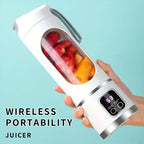 Portable Electric Juicer USB Charging Mini Wireless Juicer Bottle 450ml Cup Fruit Mixer Handheld Blender for Home Travel Office