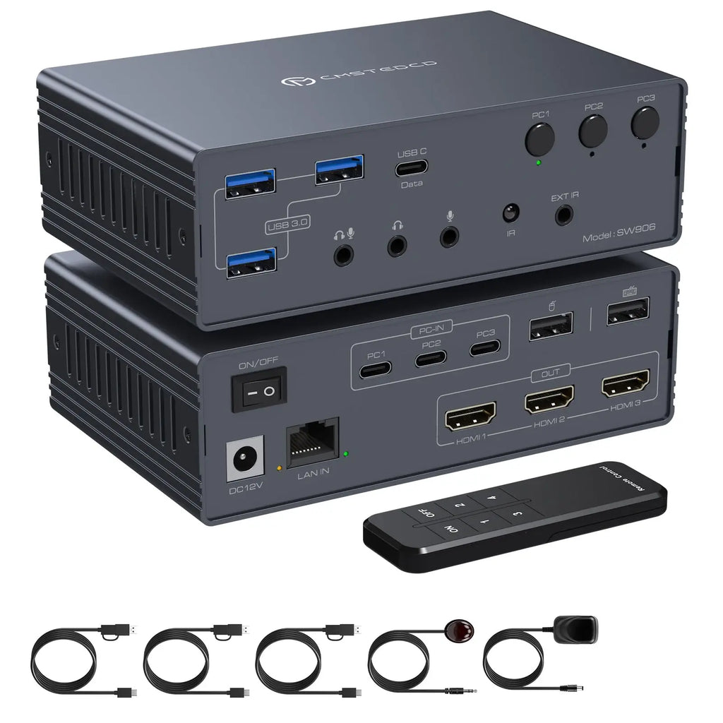 USB C Docking Station HDMI KVM Switch 2/3/4 PC 3 Monitors 4K@60Hz Thunderbolt 4 for 3 Monitors 2/3/4 Laptops with Displaylink