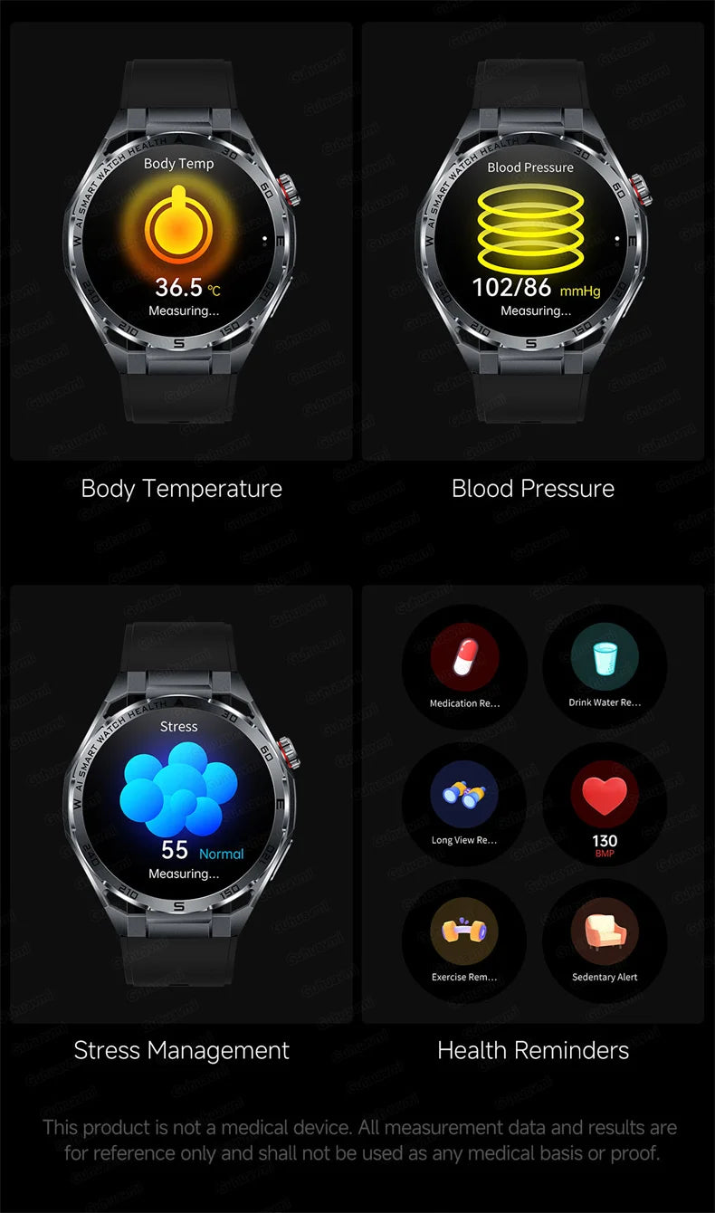 ECG High-end Health Smart Watch Men Blood pressure lipids bloodoxygen Body analysis Uric acid Health Tracker Smartwatch Men lady