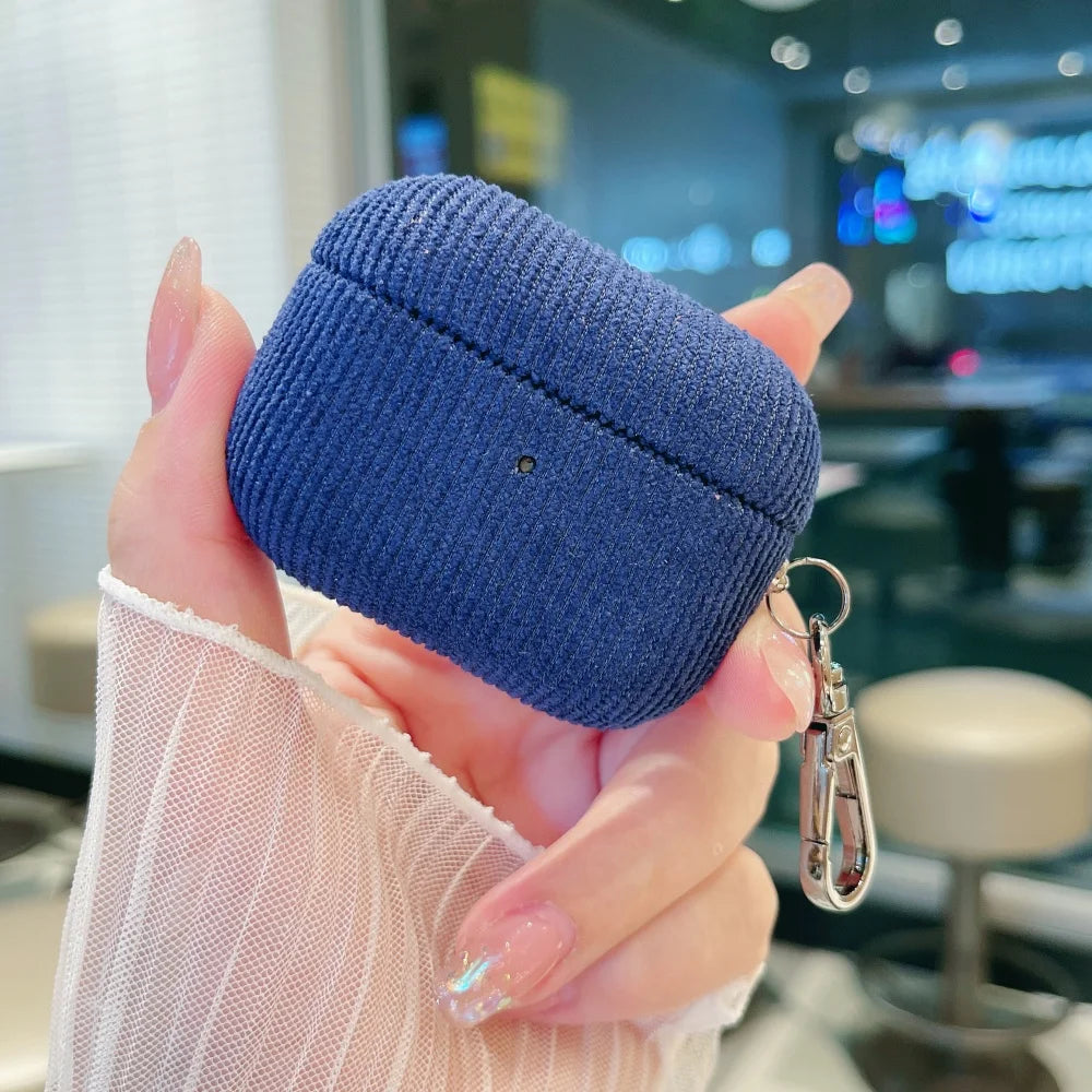 Winter Matte Corduroy Fabric Hook Earphone Case For Apple Airpods 1 2 3 4 Pro 3 2 Wireless Bluetooth Earphone Anti Scratch Cover