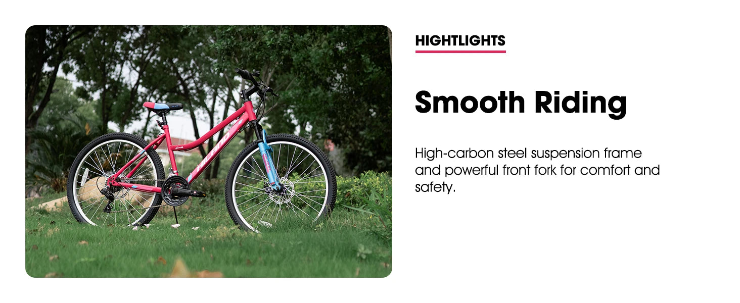 Hiland 26 Inch Women's Mountain Bike, 18-Speed with Front Suspension Fork, Dual Mechanical Disc Brakes, Aluminum Frame MTB