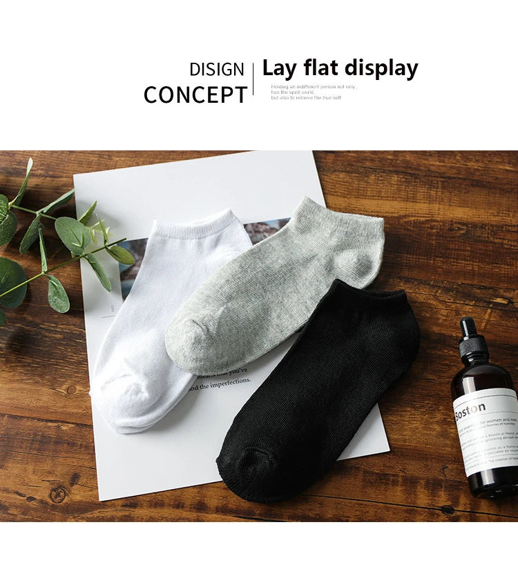 10/20/30Pairs Men's Socks Ankle Socks White Black Breathable Comfy Sweat-absorbing Boat Socks Unisex Casual Solid Short Socks