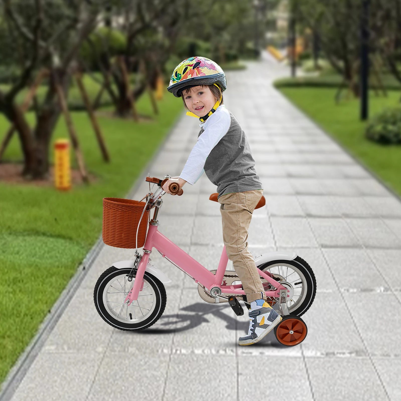 12 Inch Children's Bicycle w/Training Wheel for 2-4 Year-Old Boys and Girls, Height Adjustable Kids Bike Load Bearing 40kg Secondary image