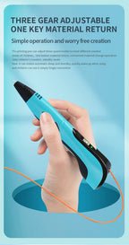 2026 New 3D Printing Pen DIY Three-dimensional Painting Children Toys With LCD Screen Power Adapter 200M PLA Filament Toys Gift