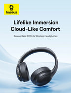 Baseus BH1 Lite Wireless Headphones Bluetooth 6.0 ENC Clear Call Headsets Super Bass Hit Earphones 80H Playtime Over Ear Headset