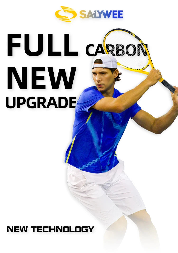 BaboBee 100% Full Carbon Fibre Premium Professional Tennis Racket Free Bag & Overgrip, 55-65lbs Threaded, Ultra-light 265±5g