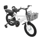 14" Kids Bike Adjustable Children's Bicycle Load 60kg w/Training Wheels+Basket+Backrest Rear Seat for 3-7 Year Old (White/Black)