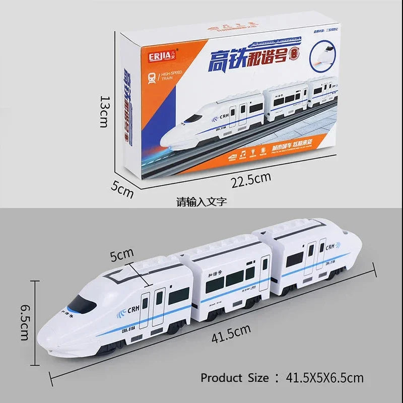 Kids DIY Simulation High Speed Railway Train Toy Electric Sound Light Model Train Track Set Toys for Children's Birthday Gift