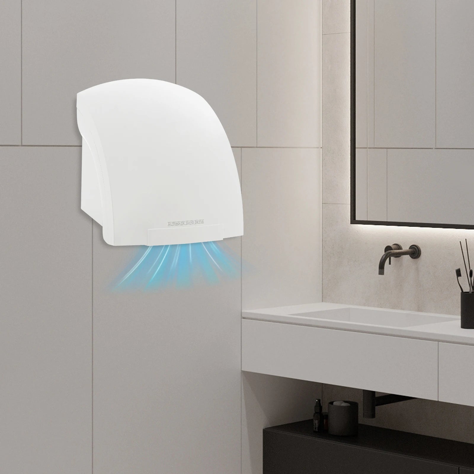 Electric Hand Dryer Compact Wall Mounted Automatic Air Hand Dryer with Infrared Sensor for Commercial Bathroom Hotel and Home