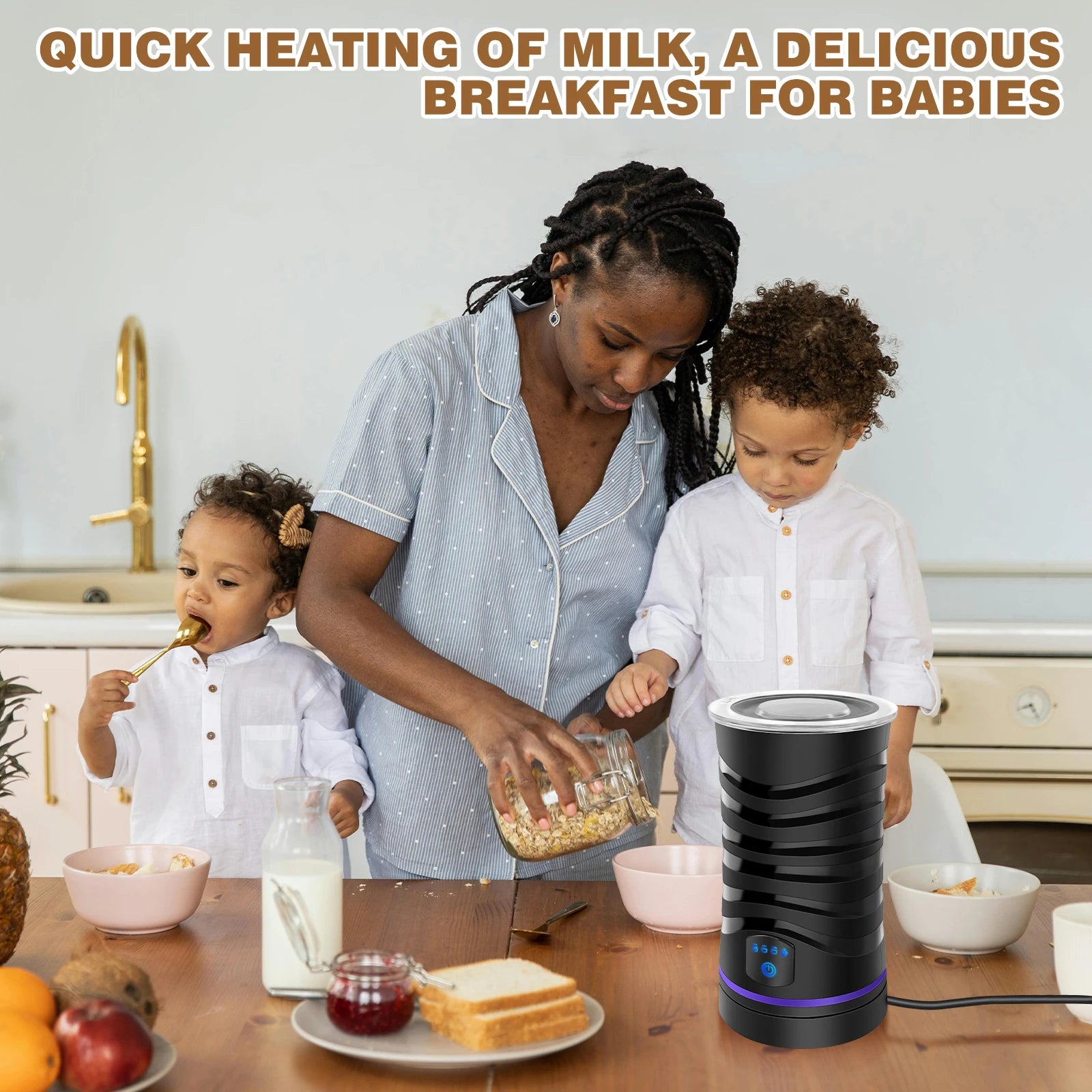 Milk Frother Electric 4 in 1 - Automatic Milk Frothers 600ml Large Capacity Milk Steamer Silent Operation Milk Heater and Warmer