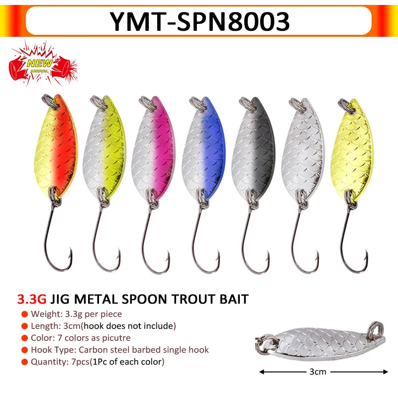 7/9/10Pcs Trout Bait 2.5g/2.6g/3g/3.2g/3.5g/5g Metal Spoon Fishing Lure Wobbler Casting Jigging Tackle Accessories Pesca Chub