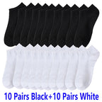 10/20/30Pairs Men's Socks Ankle Socks White Black Breathable Comfy Sweat-absorbing Boat Socks Unisex Casual Solid Short Socks