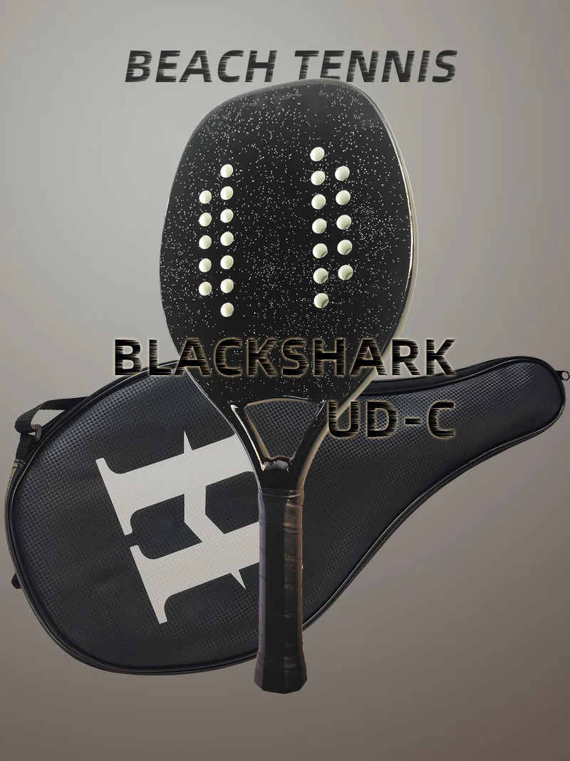 HOOWAN BLACKSHARK Beach Tennis Racket Carbon UD Graphite Rough Surface Soft White EVA Core Racket Beach Tennis 22MM