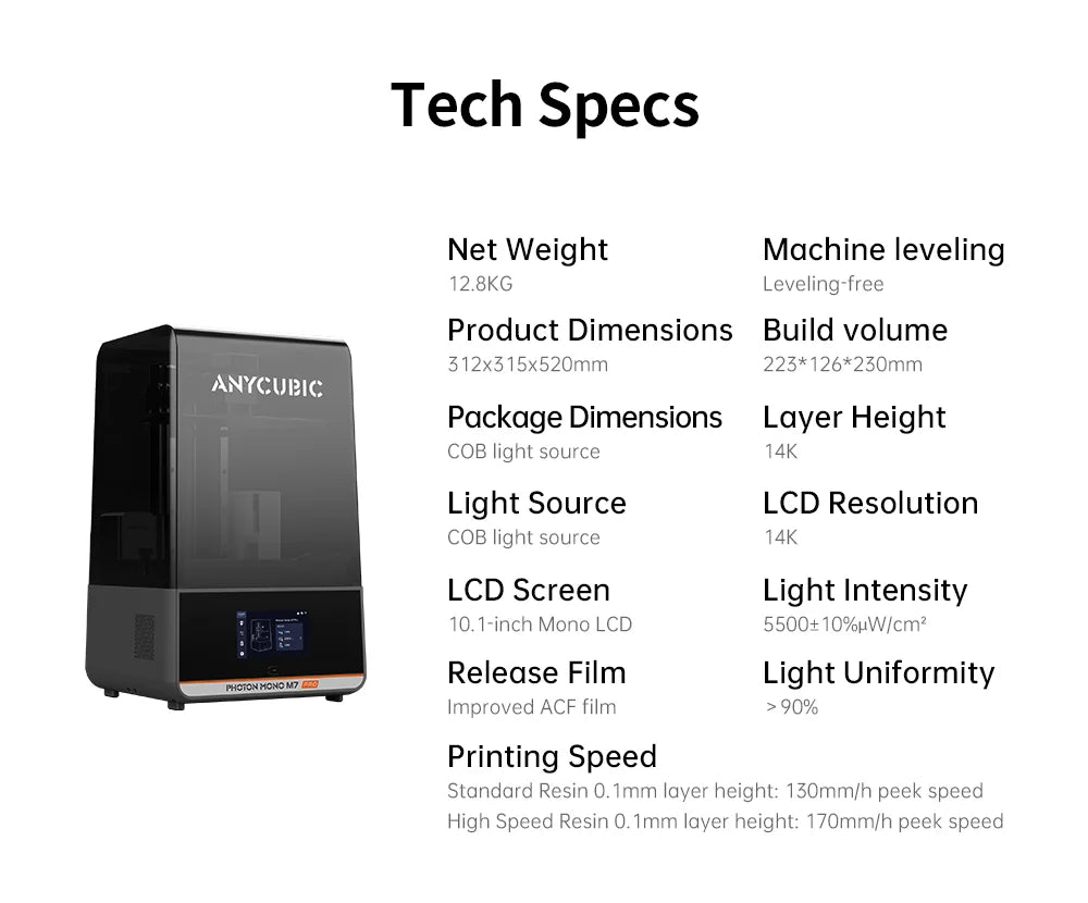 ANYCUBIC Photon Mono M7 Pro UV Resin 3D Printer 10'' 14K LCD 3D Printer With Automatic Resin Refill High Speed Printing