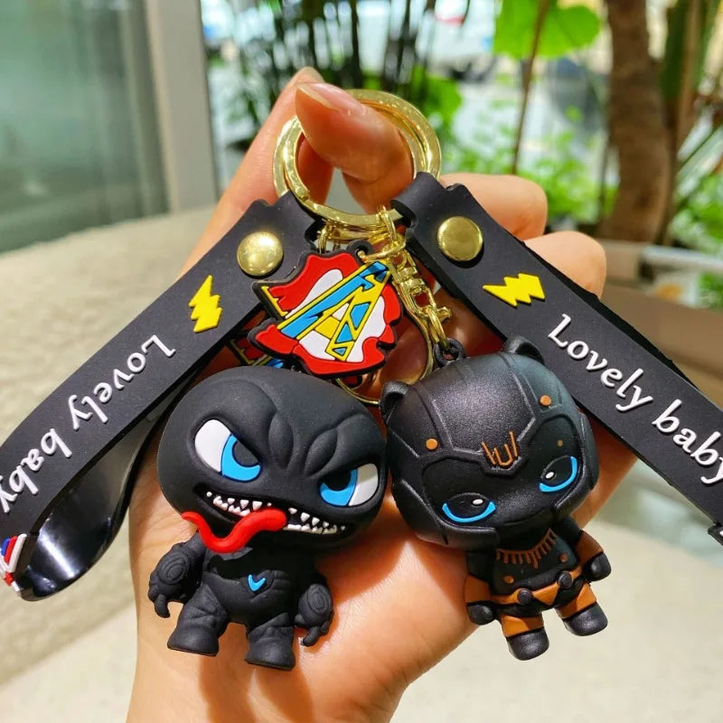 Marvel cartoon Avengers cute silicone doll keychain Spiderman Iron Man Captain America Hulk Thor Batman school bag pendant