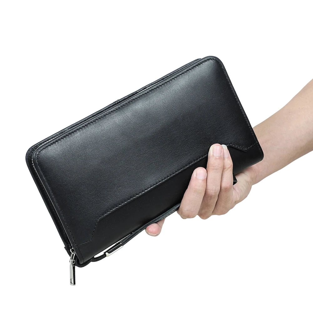 Family Passport Wallet with AirTag Slot for Travel Genuine Leather Credit Card Boarding Pass Holder Pen Cover Money Clutch Bag