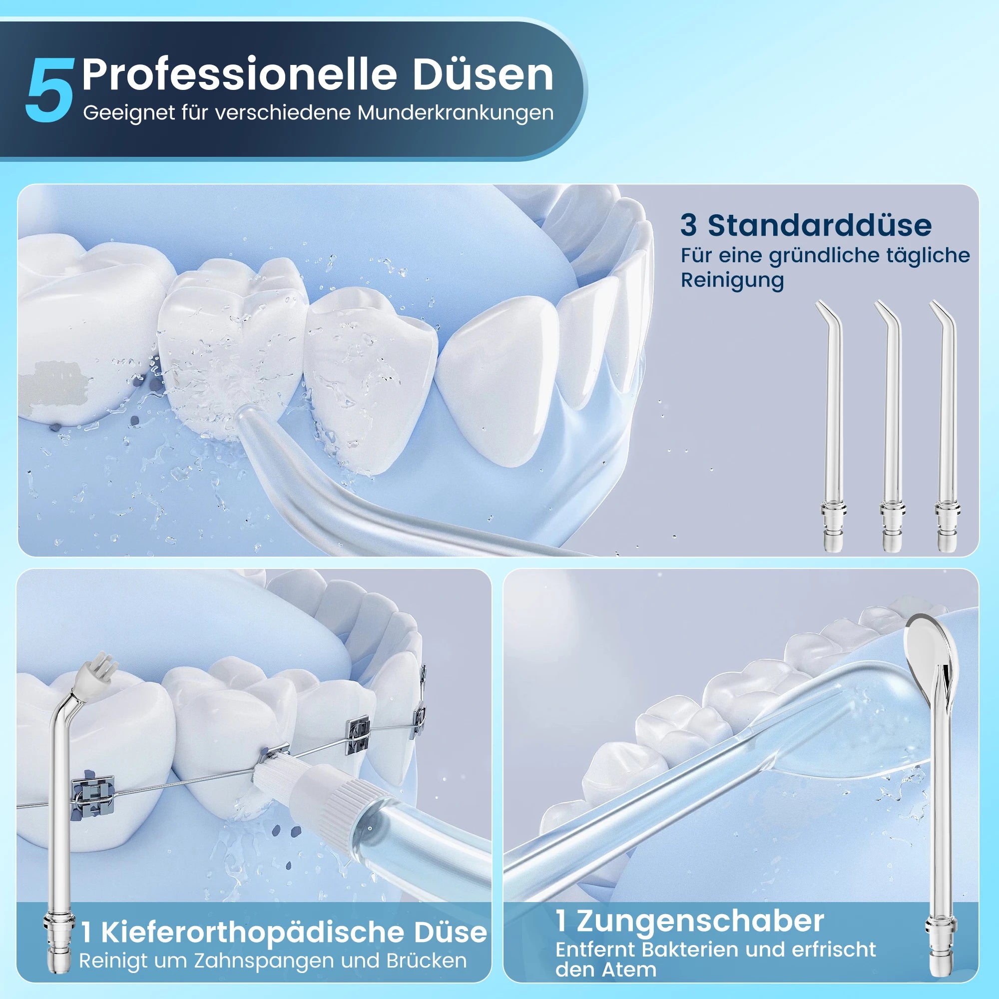 Sejoy Electric Water Flossers Oral Irrigator Rechargeable Portable Dental 5 Modes Water Tank Teeth 300ML Waterproof Cleaner