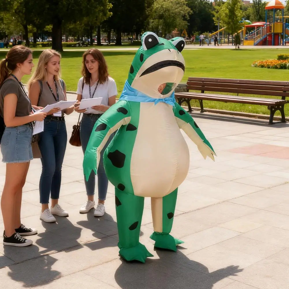 2025 Inflatable Frog Costume Funny Full Body Blow Up Cosplay Costume Suit for Adult Kids Halloween Quick Inflation Frog Suit