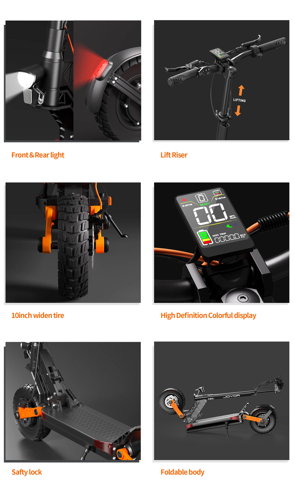 JOYOR S10-S-Z E Scooter 60V 18Ah Dual Motor 2000W 10 Inch Tire Adult Black Escooter Max Speed 65km/h Range 70-85km