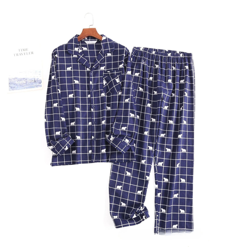Men's Home Suits Long-sleeved Trousers Suits for Autumn and Winter Pijamas for Men Flannel Plaid Design Pajamas for Men
