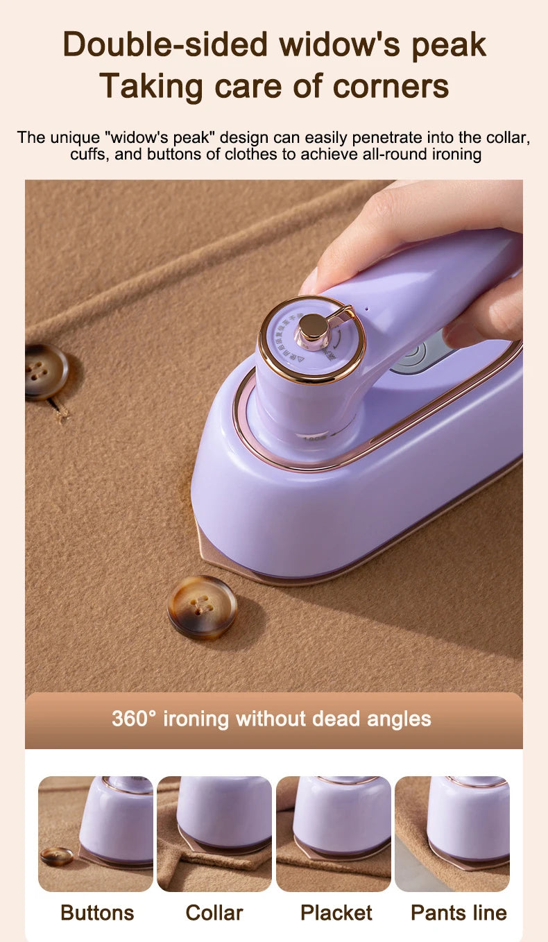 Handheld Vertical Garment Steamer Mini Travel Clothes Ironing Machine Fast-Heat Travelling Fabric Steam Iron Wet Cleaning Brush