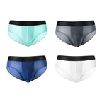 4pcs LORIEN CREST ice silk Men's underwear seamless ultra-thin double-layer crotch breathable men's briefs mid-waist sexy&light