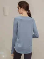 Loose, quick-drying sport tops, women's long-sleeved T-shirts, yoga wear, breathable running and fitness wear, slimming