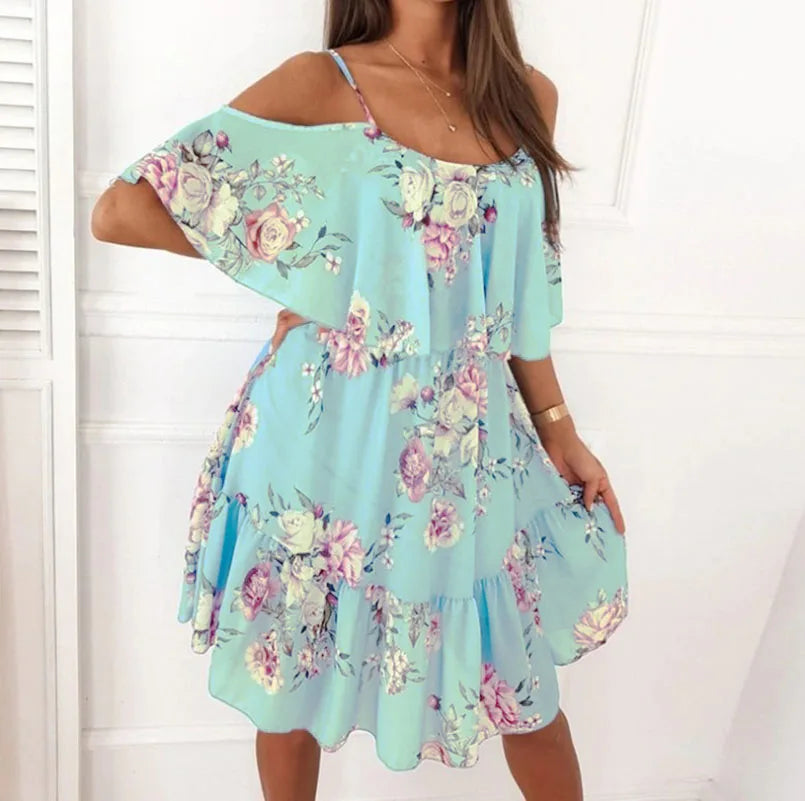 Women's Summer V-Neck Sleeveless Sling Camisole Commuting Printed Chiffon Bohemian Floral Dress For Women Secondary image