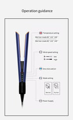 Professional 2 In 1 Hot Air Flat Iron Hair Straightener Dryer With Negative Ions Smooth Frizz-Free Hair Styling Tool