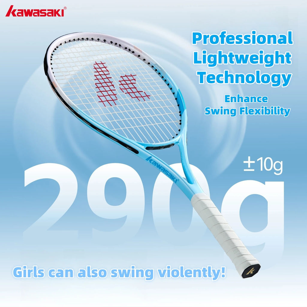 Kawasaki Light Tennis Rackets Set Carbon Composite Racquet Set KD1&PD1 Beginner Professional Shooting Men and Women Training Set