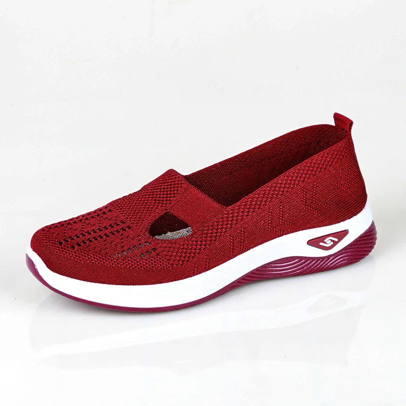 Women's New Summer Shoes Mesh Breathable Sneakers Light Slip on Flat Platform Casual Shoes Ladies Anti-slip Walking Woven Shoes Main image
