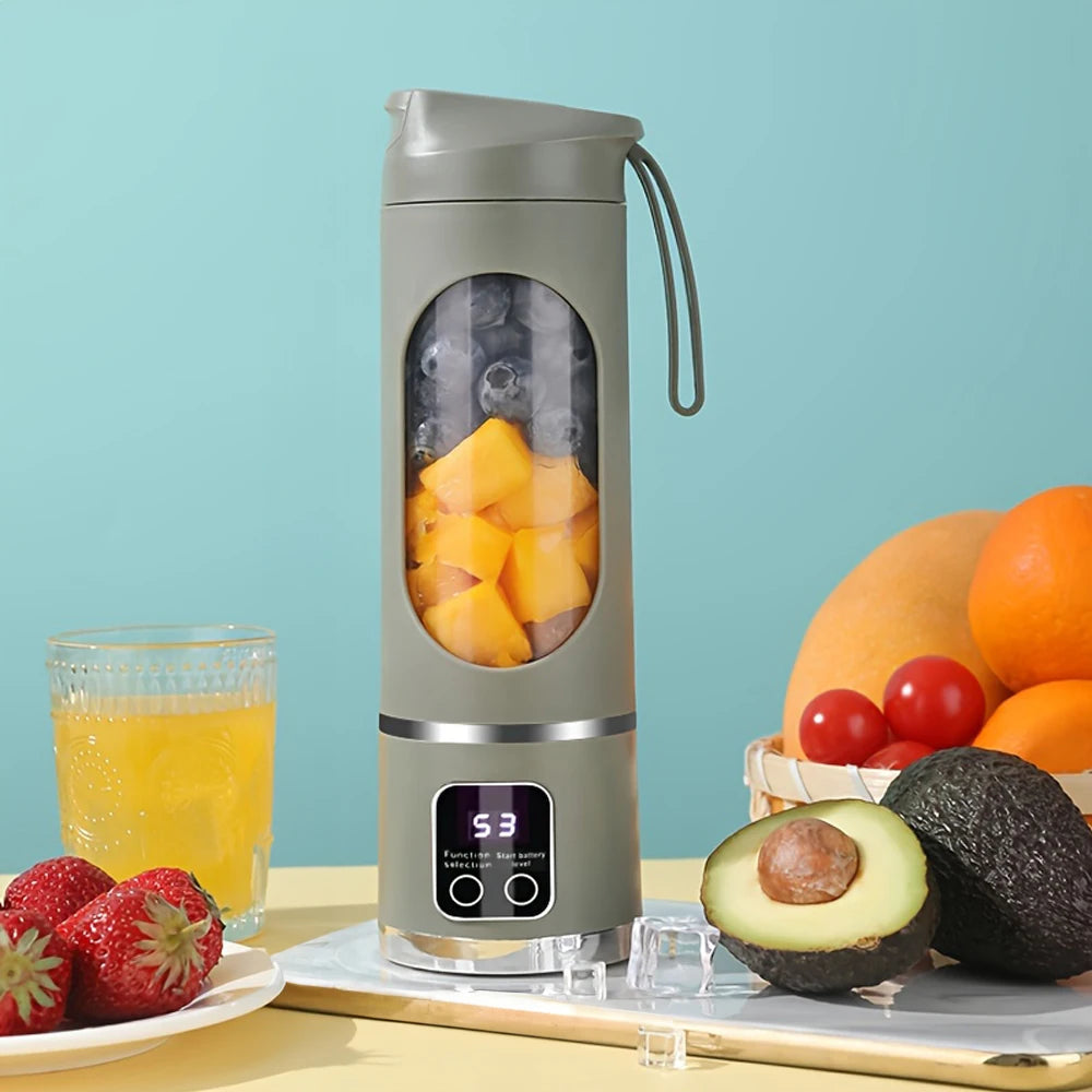 Portable Electric Juicer USB Charging Mini Wireless Juicer Bottle 450ml Cup Fruit Mixer Handheld Blender for Home Travel Office