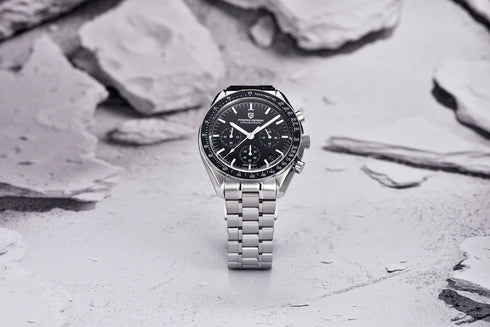 New PAGANI DESIGN Moon Men Watch Retro Luxury Quartz Watches For Men Stainless steel Sport waterproof Chronograph Man+With BOX