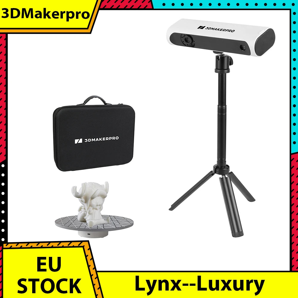 Luxury Edition 3DMakerpro Lynx 3D Scanner, 0.10mm Accuracy, 0.30mm Resolution, 10fps Frame Rate, 250x400mm Single Capture Range