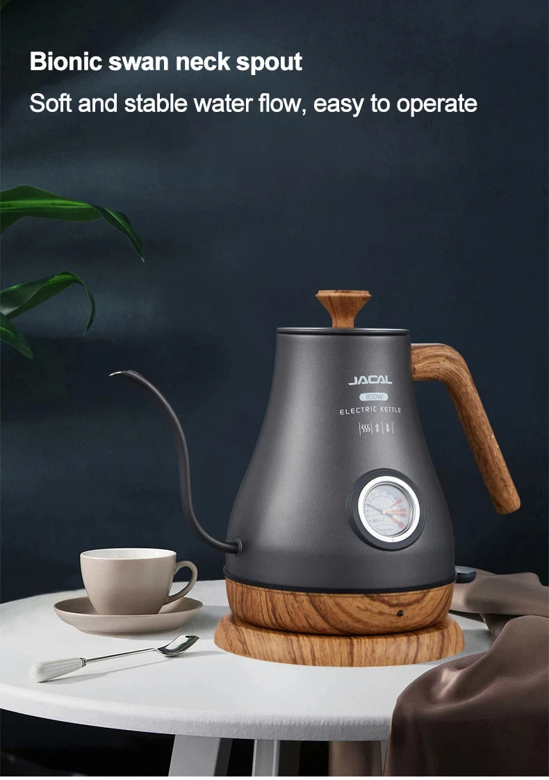 800W Electric Kettle Long Spout Coffee Kettle Tea Pot Hand Brewing Coffee Pot Tea Maker with Temperature Controller 1L